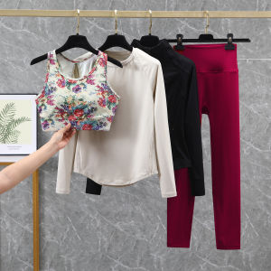 Womens Yoga Fitness Running Tight Sports Long Sleeve Top Bottoms Set Spring Summer 2025 New Style Pilates Training Outfit