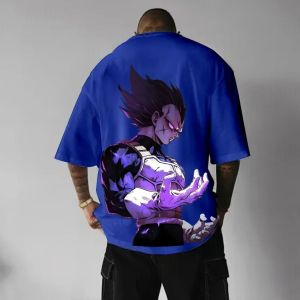 Bandai | Dragon Ball Summer Mens T-Shirt Japanese Anime Vegeta Autumn Comfort Harajuku Boy Childrens Parent-Child Trend Short Sleeve