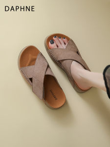 Daphne | Vintage Slip-On Slides 1 Strap Sandals Thick Sole