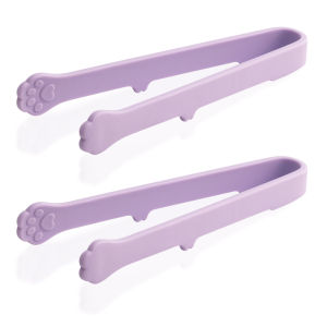 2Pcs Silicone Mini Tongs Non-slip Cute Cat Paw Shape Food Tongs Kitchen Barbecue Frying Clip Barbecue Snack Ice Candy Clip