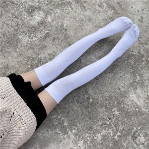 Womens Thickened Fleece Knee-High Socks Black Striped Pattern for Winter Ultra-Long Length Anti-Slip Tights with Terry Loop