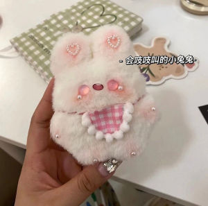 Pure Handmade DIY Plush Doll Car Decoration Hanging Ornament Material Kit Squeaky Apron Rabbit Fabric Toys for All Ages