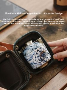JISU | Travel Portable Ceramic Teaware Set 1 Pot 2 Cups