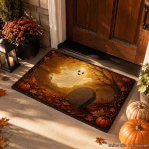 Halloween Crow Pumpkin Moon Door Mat Ma Quái Chống Trơn Trượt Thảm Trong Nhà Thẩm Mỹ Lối Vào Thảm Vintage Trang Trí Nhà Thảm Trải Sàn Polyester