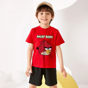 Pure Cotton Short Sleeve Childrens T-Shirt Cartoon Bird Summer Kids Casual round Neck Top for Baby Boys Summer Outfit Class Uniform