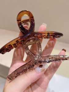Simple Basic Transparent Tea Brown Big Hair Claws Easiest for Match Pure Color Updo Shark Clip Idle Style Amber Coffee Hair Claw