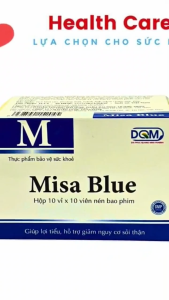Misa Blue Giúp lợi tiểu hỗ trợ giảm nguy cơ sỏi thận Hộp 10 vỉ x 10 viên nén bao phim