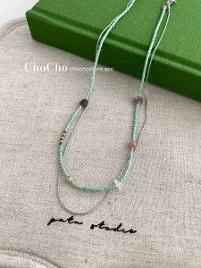 Chocho Natural Stone Bead Necklace for Women Vintage Design High-End Feelings Spring Summer  Style Lockbone Chain Jewelry