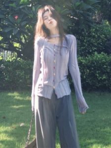 Áo cardigan BINKAFENNY nữ làm bằng vải dệt kim rỗng dùng khoác ngoài