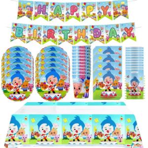 Potdemiel | Cartoon Clown Theme Baby Shower Gift Disposable NapkinsPlate Cup Bag Banner Tablecloth Children Circus Birthday Party Decoration
