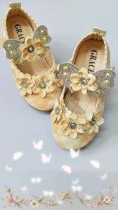 GRACE | Kids Girls Princess Flat Shoes Flower Rhinestone Bow Anti-Slip Light & Soft Comfortable Mary Jane Shoes Size 26-30