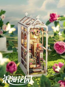 Romantic Flower House DIY Miniature Model Assembly Interactive Bookends Handmade 3D Puzzle Wooden Toys for Girls over 14