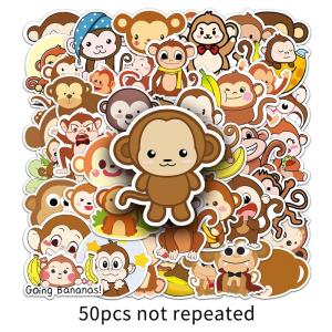 50 cái khỉ hoạt hình động vật nhãn dán Đề-can văn phòng phẩm scrapbooking trẻ em Quà tặng dễ thương hình dán trang trí
