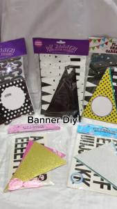 Banner Custum DIY  Bunting Flag Segitiga aestetik