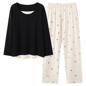 MiiOW | ชุดนอนผู้หญิงผ้าฝ้ายแท้ MiiOW ฤดูใบไม้ร่วง 2025 ชุดลำลอง แขนยาว กางเกงขายาว นุ่ม สัมผัสได้ดี ระบายอากาศได้ดี เสื้อผ้าใส่อยู่บ้าน