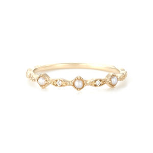 Agete Natural water Pearl Ring with Diamond Edge 925 Pure Silver Womens Elegant And Cute Fashion Jewelry Accessory