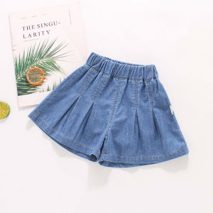 Summer Childrens Shorts Girls Solid Color Jeans Casual Loose Boys Kids Pants Clothes 1 To 5 Years Old Toddler Bottoms
