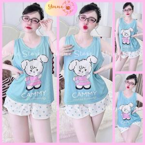 (40-60kg) °Thun Tăm TEDDY° Set đồ bộ Đùi Cổ tròn Sát nách Bộ ngủ mặc nhà mềm mát Thiết Kế in 5D Đẹp Xinh Dễ thương Trẻ trung