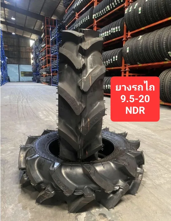 ยางรถไถ NDR 9.5-20 ผ้าใบ 12 ชั้น ดอกก้างปลาลึก