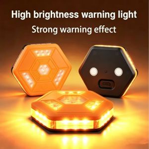 USB Charging Orange LED Road Flare Warning Light Multifunctional Emergency Flashing Light Roadside Safety Signs Beacon Magnetic