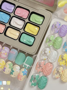 Sơn Móng Tay Thạch Cao 9 Màu Macaron Bán Cứng Độ Bám Màu Cao Dạng Tuýp Dùng Để Vẽ Móng Nghệ Thuật