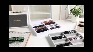 8 Slots Sunglass Organizer Glasses Case Multiple Pairs With Lid Sunglasses Storage Case Box for Women Men Jewelry Rings Necklace