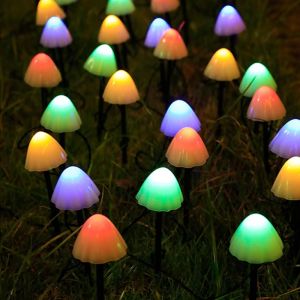 LED Solar Mushroom Lights String Set Of 10/20Pcs 8 Modes Lawn Fairy Lights Outdoor Garden Patio Path Landscape Decoration Lamps