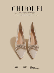 CHUOLEI | French Silk Summer Fashion Slip-on Popular Office Mary Jane Low-cut High Heels Women White
