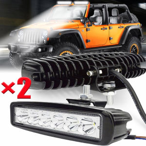 【Pphha】2Pcs 18W 6 LED Car Work Light High Bright Spotlight Universal Offroad Automobile Truck Driving Fog Headlights DRL Driving Lamp 12V