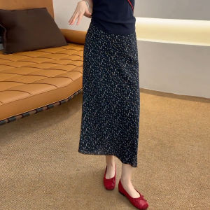 MEITESIJIAONU | French Retro Floral Navy Half Skirt