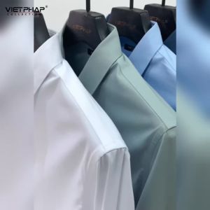 Áo Sơ Mi Nam Dài Tay VIỆT PHÁP Form Regular Chất liệu Cotton Cao Cấp thoáng mát thấm hút mồ hôi tốt  24101