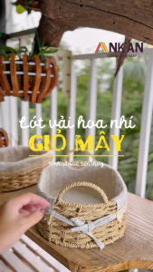 Giỏ Đựng Đồ Ăn Vặt Đồ Nhỏ Gọn Sợi Giấy Thân Thiện Môi Trường Có Quai Lót Vải Hoa Cúc