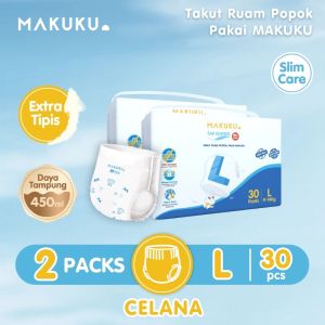 2 PACK MAKUKU SAP Diapers Slim Care Pants L Popok Bayi Tipis