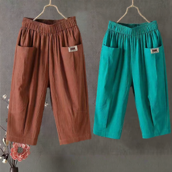 QIAOXIZI%20%7C%20Summer%20Lightweight%20Cotton%20Linen%20Casual%20Loose%20Pants%20for%20Women%20with%20Elastic%20Waist%20-%20Image%204