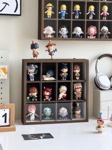 WEIAI | Toy Display Cases Storage Display Rack for Blind Box Collectibles - Dustproof Wall Mount No Drilling Required Wooden Acrylic