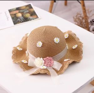 CAE - Topi Jerami Anak Perempuan 4-8 tahun Bunga Pita Beach Hat Import