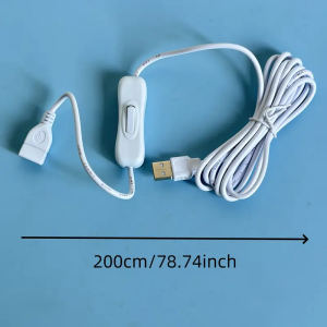2M USB Cable Extension Cord With ON/OFF Switch USB Cable Extension Toggle USB Line Durable Adapter Accessories