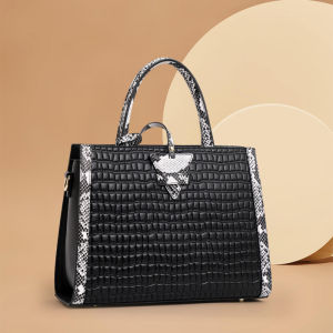 Aidrani ผู้หญิงหนังแท้กระเป๋าถือแฟชั่นจระเข้พิมพ์กระเป๋าหนังวัวความจุขนาดใหญ่