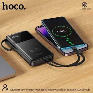 SYแบตสำรอง HOCO A10 B10 E10 Power Bank พาวเวอร์แบงค์ 10000mAh 20000mAh 30000mAh มีสายชาร์จในตัว มี LED