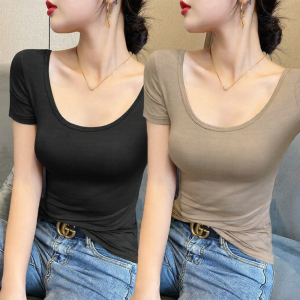 Lieoyuarn | Modal U-neck Short Sleeve Female Summer Top