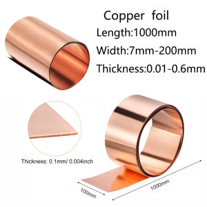 1pcs Copper plate roll 0.01-0.6mm thick x7mm-200mm wide Copper Foil plate 99.9% Copper Cu Metal Sheet Foil Length 1000mm