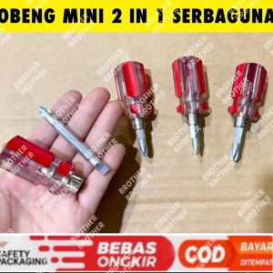 Obeng Mini Cebol Pendek 2 in 1 Way Plus Minus Serbaguna Universal