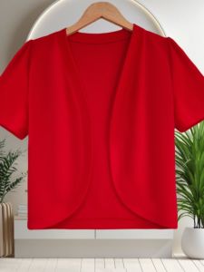 Short Sleeve Knitted Ice Silk Light Weight Summer Cardigan Womens Fashionable Vest Top V-Neck Polyester Fiber Pure Color