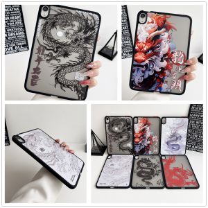For Samsung Galaxy Tab A9+ A9 A8 A7 S6 Lite S7 S7+ S7FE S8 S8+ S9 S9+ S9FE S9+ S9FE+ 11.0" 10.4" 10.5" 12.4" 8.0" Kids Tablet Heavy Duty Cute Chinese Dragon Patterns TPU Back Case Portable Shockproof Cover