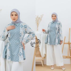 Baju batik wanita modern atasan blouse batik kerja kantor wanita seragam batik