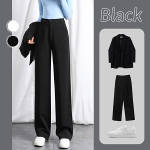กางเกงขายาวทรงตรงสีดำ กางเกงขายาวลำลองสำหรับผู้หญิง ทรงหลวม ทรงเข้ารูป ทรงเข้ารูป เอวสูง ทรงหลวม กางเกงขายาวทรงตรง