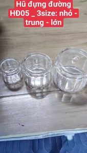 Hũ đựng đường nhựa acrylic trong suốt  có nắp kính 230 ml /530 ml /1050 ml - HĐ05N/ 05/ 05 L