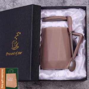 Besee | Large Capacity Office Ceramic Cup With Lid And Spoon