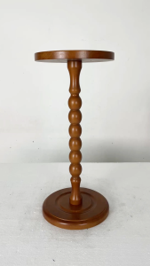 โต๊ะข้างไม้สไตล์วินเทจ ทรงกลม สูง 26 ซม. เส้นผ่านศูนย์กลาง 23 ซม. โต๊ะวางของ โต๊ะหัวเตียง โต๊ะตกแต่งบ้าน