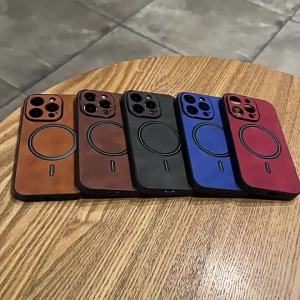 Apple 16 Lambskin Magnetic Suitable iPhone15 Phone case 14ProMax Leather Pattern 13 All Inclusive 12 Sleeve